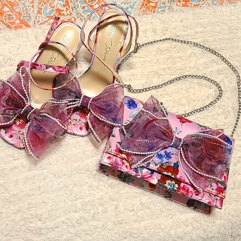 Betsey Johnson Matching Heels and Bag Flora